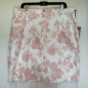 NWT Jen7 By 7 For All Mankind Pink White Floral Pencil Skirt Size 16 Front Zip - Picture 1 of 14