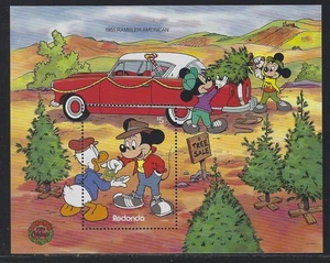 1989 Redonda Disney Souvenir Sheet - Mickey and Gang - 1955 Rambler - MNH - Picture 1 of 2