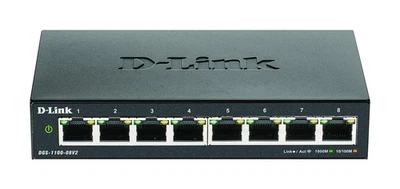 D-Link DGS-1100-08V2 8-Port Gigabit Smart Managed Switch with VLAN support, laye - Image 1 of 4