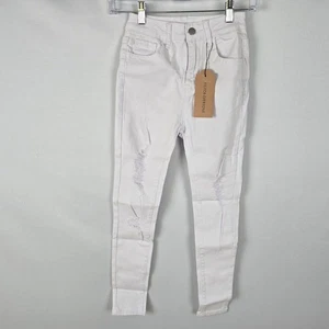 Allabreve Jeans Women's Medium 23 White Distressed Skinny Tapered Leg NWT - Picture 1 of 14