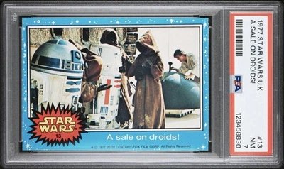 1977 STAR WARS U.K. A SALE ON DROIDS! R2-D2 ROOKIE CARD PSA 7 NM POP 4 RARE!!! - Image 1 of 2