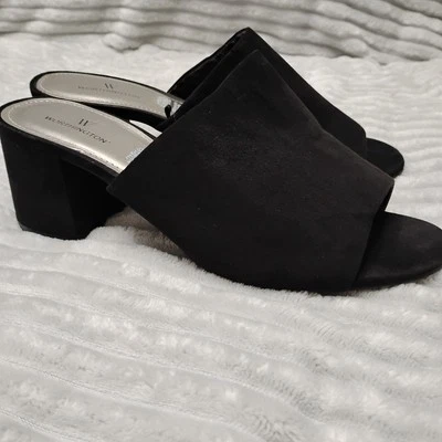 Worthington Black Peep Toe Heeled Mules Size 8.5 Comfort Dressy Casual Formal - Image 1 of 4