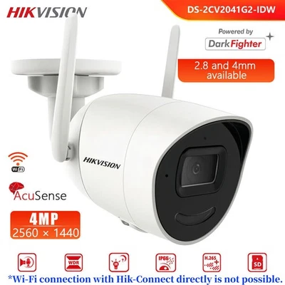 Hikvision 4MP DS-2CV2041G2-IDW Wifi IR WDR IP Bullet Camera 2 Way Audio 2.8/4.0 - Image 1 of 4