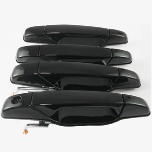 Set of 4 Door Handle Black Front & Rear For 2007-2014 Chevrolet Chevy Tahoe - Picture 1 of 8
