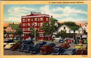 Vintage 1930s Hotel Carlton Rehoboth Beach Delaware Postcard Linen - Picture 1 of 2