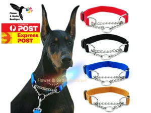 New Dog Collar Martingale Reflective Loop Half Check Chain Nylon Safety Collars - Picture 1 of 24