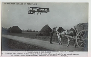 PRIMERA AVIACIÓN - 1908, Farman Biplane First Flight - Postal de colección - Imagen 1 de 2