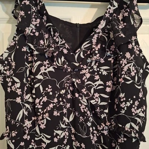 Allegra K bambola smanicata maxi abito donna med nero bianco rosa floreale 90' - Foto 1 di 14