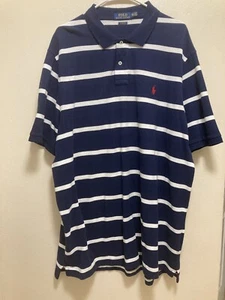 Polo Ralph Lauren Polo Shirt Men Adult XXL Navy Striped White - Picture 1 of 2
