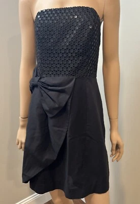Lilly Pulitzer Size 6 Abrianna Dress Woman's Black Strapless Crochet Sequin Bow - Image 1 of 4