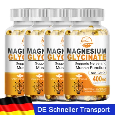 NATURE'S LIVE Magnesium Kapseln -400mg Magnesiumbisglycinat Knochen & Gelenke -120/240/480Stk