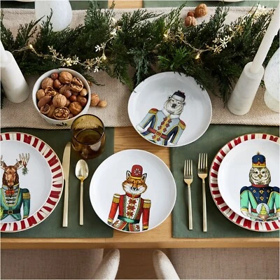 Rachel Kozlowski Christmas Dapper Animal Plate Nutcracker Holiday Set of 4 - Image 1 of 4