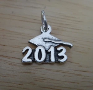Sterling Silver 13x15mm School 2013 with Graduation Cap College High Sch Charm!! - Picture 1 of 5