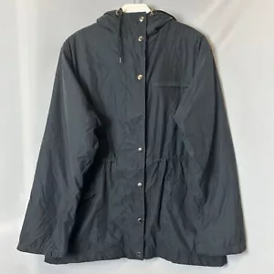 Nordstrom Jacket Womens Petite Medium Black Long Style Zip/Snap Cinch Waist - Picture 1 of 22