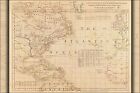 Poster, viele Größen; Kartenkarte des Atlantiks mit Siedlungen 1768