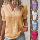 Women's Plus Size V Neck Blouse Summer Short Sleeve T Shirt in Multiple Colors