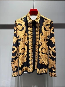 brand new real VERSACE men's long sleeved shirts Size XXL black/Yellow # - Picture 1 of 6