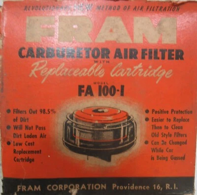 FRAM FA 100-1 Air Filter Ford Mercury V-8/ Dodge Plymouth Chrysler  1939-1948 * - Image 1 of 4
