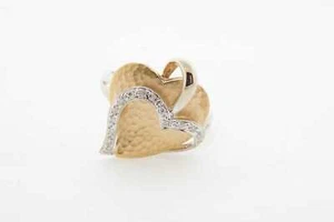 Estate Sale Diamond Cocktail Ring 14k Multi-Tone Gold Size 11.50 Hearts Vintage - Picture 1 of 5