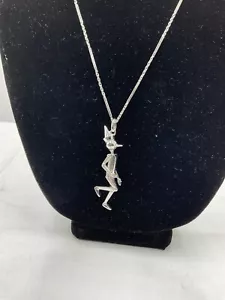 Italy 2-1/4" Long Articulated Pinocchio Pendant in Sterling Silver w/chain 22''L - Picture 1 of 12
