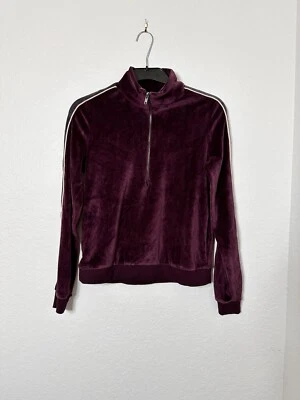 Fabletics Britt Pullover Media Cremallera Terciopelo Pullover Sudadera Borgoña Para Mujer XS Foto 1 de 4