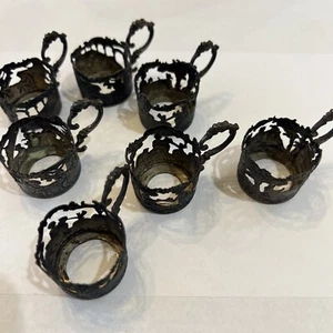 Antique 800 Silver Repousse Cordial Shot Glasses 2 Diff Designs Hallmarked 103g - Picture 1 of 13