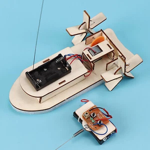 Creative Wooden Remote Control Yacht DIY Hand-assembled RC Boat Model - Picture 1 of 7