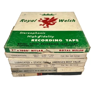 5 Lot Reel To Reel Tapes Content Unknown Selling As Vintage Blanks 60-70's W/Box - Bild 1 von 10