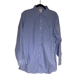 Brooks Brothers Button Down Hemd Herren 16-33 blau kariert Traditional Fit Baumwolle - Bild 1 von 3
