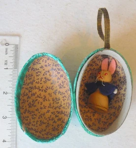 Marioneta de dedo de conejo de Pascua vintage y huevo de lámina azul P7672 - Imagen 1 de 4