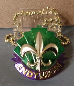 Endymion Mardi Gras Perline Viola Verde Fluer de Le - Foto 1 di 1