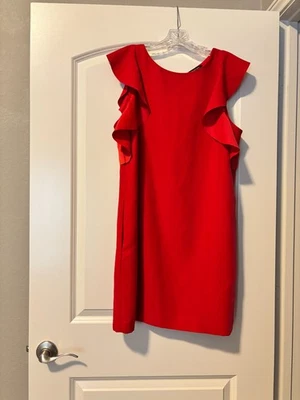 Vestido Banana Republic manga acampanada bolsillos rojo talla 10 Foto 1 de 2