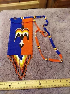 Fully Beaded Neck Pouch, Thunderbird chief colors - Picture 1 of 7