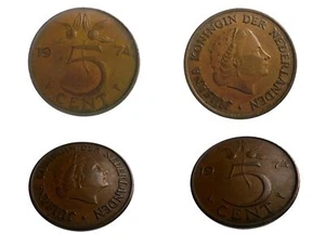 1974 Juliana Koningin Der Nederlanden 5 Cent Dutch Coin Vintage Currency - Picture 1 of 5