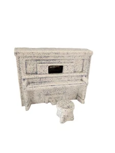 Windup Piano Music Box Ceramic White And Blue With Piano Seat - Picture 1 of 8