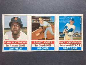 1976 Hostess Uncut Panel Randy Jones Matthews Jorgensen BROWN BACK VARIATION