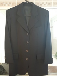 Black suit Italian made fine wool pant and jacket suit Size 10-12 AU