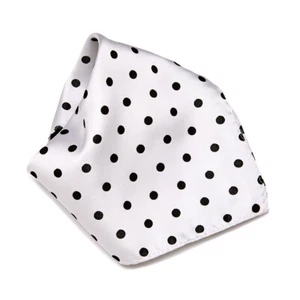 WHITE with BLACK Polka Dots Handkerchief Pocket Square Hanky Men's Handkerchiefs - Picture 1 of 1