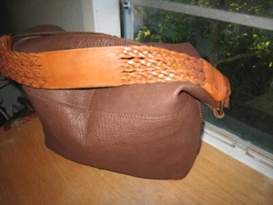 🍀Lucky Brand HUGH Hobo Tote Shoulderbag w/braided strap Brown leather $229.00 - Picture 1 of 12