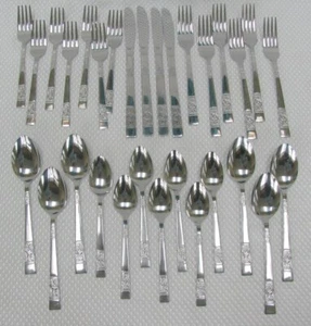 National Silver Co. Stainless Steel Flatware Japan LAUREEN Pattern 28 Pieces - Picture 1 of 5