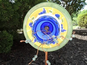 AZURE MADAM Glass Garden Flower Repurposed Glassware Remembrance Grave Flower - Picture 1 of 8