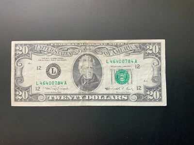 1990 $20 DOLLAR BILL L46400784A - Image 1 of 4