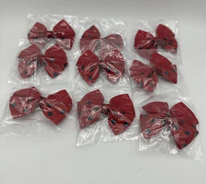 9er Set rot mit schwarzen Punkten Clip Stil 3" breit Haarschleifen Jubel Tanzschule - Bild 1 von 5
