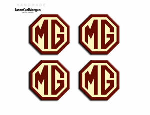 MG TF Alloy Wheel Center Cap Odznaki Burgundowe i kremowe 45mm Logo Nasadki Zestaw 4 szt.