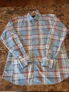 JARED LANG Mens Size Large Multi Colored 100% Cptton Button-Front Shirt - Picture 1 of 16