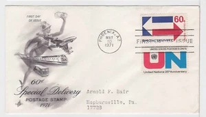 TurtlesTradingPost- Special Delivery 60 Cent 1971 #E23 FDC Artcraft- UN Stamp - Picture 1 of 1