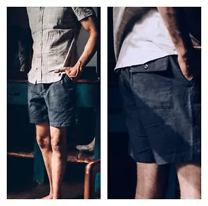 Taylor Stitch Trail Short in marineblau Reverse Satin Herren Sorte* Neu mit Etikett - Bild 1 von 11