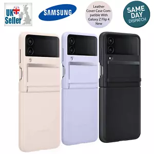 Official Samsung Leather Cover Case Compatible with Galaxy Z Flip 4 New - Picture 1 of 15