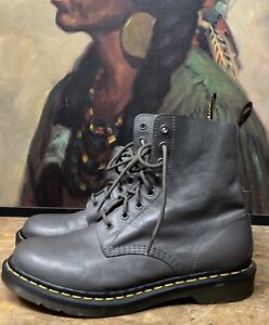 Dr. Martens Pascal 1460 Leather Combat Boots Women Gray Size US 10