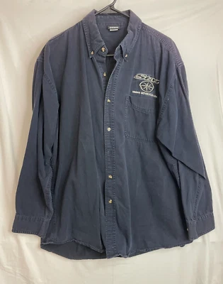 STAR YAMAHA MOTORCYCLES Navy Button Down Shirt Biker Streetwear Preppy Shirt - Image 1 of 4